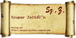 Szuper Zoltán névjegykártya